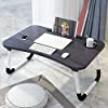 Parivar Foldable Bed Study Table Portable Multifunction Laptop Table Lapdesk for Children Bed Foldabe Table Work Office Home with Tablet Slot & Cup Holder Bed Study Table Brown Coloured #1