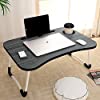 White Parrot Foldable Bed Study Table Portable Multifunction Laptop Table Lapdesk for Children Bed Foldabe Table Work Office Home with Tablet Slot & Cup Holder Bed Study Tabl Black Coloured #4